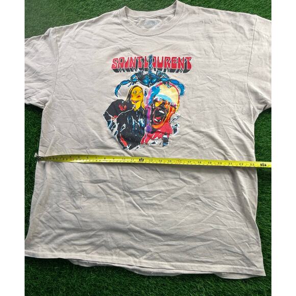 Bleach Saintt Laurent Graphic Tee Sz XXL Tan Streetwear Bootleg Parody USA Shirt - Picture 7 of 8